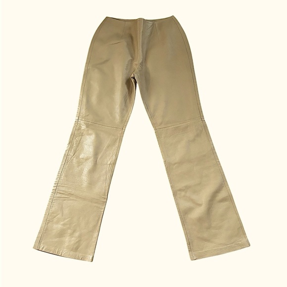 Vintage VTG 80’s Lamb Butter Soft Leather Flare Lined Pant Sz 6X31 Warm Caramel - Picture 1 of 6